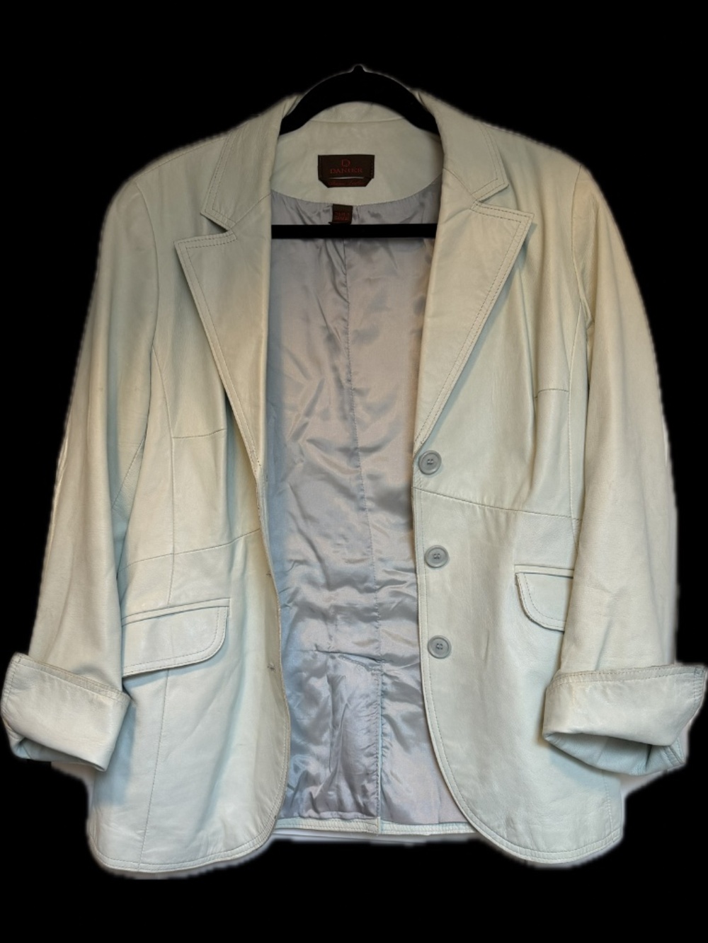 Danier Genuine Leather Blazer Jacket | Soft Mint Green | Women's Classic Tailore